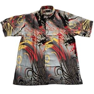 Florella fiery graphics buttondown shirt